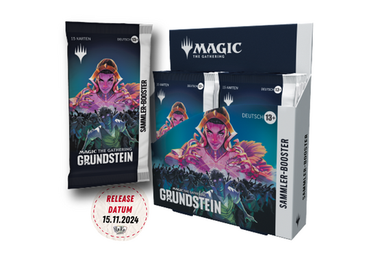 Magic The Gathering - Grundstein - Sammler-Booster Box (12 Packs) DE